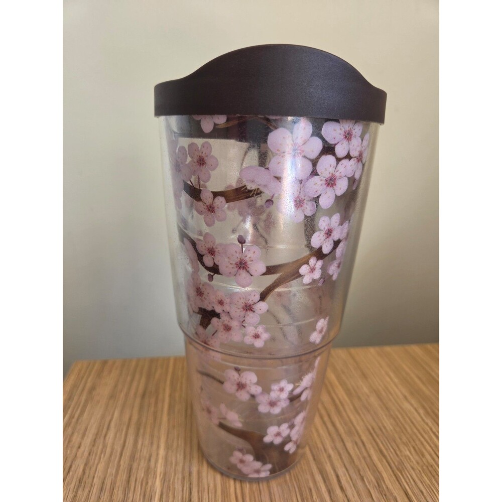 Tervis Clear Cherry Blossom Tumbler Cup with Lid 24oz